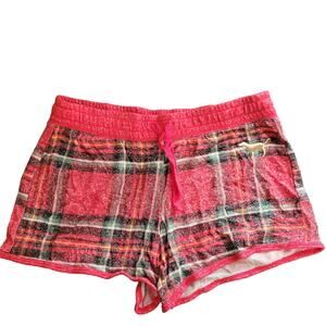 Victoria's secret pink xs red/black plaid sleep shorts